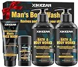 Gifts for Men,Mens Body Wash Gift Set Cleansing & Hydrating Skin w/Face Wash,Deodorant,Sandalwood & Cologne 3 in 1 Hair,Face & Body Wash,Mens Stocking Stuffers Christmas Gifts for Men Him Dad Husband