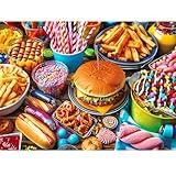 500 Piece Puzzle for Adults, Hamburger Jigsaw Puzzles, Youths Favorite Foods Puzzles 500 Pieces, Birthday and Barious Holiday Party for Family Kids and Adults, Funny Puzzle for Adults, 20.5x15 in