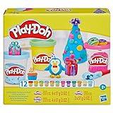 Play-Doh Celebration 12 Bulk Pack, Assort. Colors, Confetti & Metallic Shine, Kids Arts & Crafts, Stocking Stuffers Gifts for Girls & Boys, Preschool Toys, Ages 3+