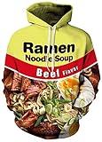 Keasmto 3D Ramen Beef Noodle Soup Hoodies Sweatshirts for Men Women Cotton Cute 3X-Large