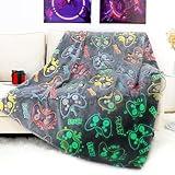 OHOIT Glow in The Dark Game Controller Blanket Gamer Gifts Toys for Kids Boys Boyfriend Gaming Gamepad Presents Birthday Christmas Easter