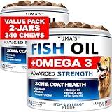 (2 Pack) Omega 3 Fish Oil for Dogs - 170 Chews - Skin and Coat Supplement - Omega 3 for Dogs - Dry & Itchy Skin Relief Treatment - Allergy Support Dog Anti Shedding Treats - Salmon - Chicken Flavor