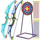 Kmuxilal 2 Pack Kids Bow and Arrow Set with LED Flash Lights, 14 Suction Cup Arrows and Fluorescence Standing Target-Perfect Indoor and Outdoor Archery Set Toy Gift for Boys and Girls Ages 4-12