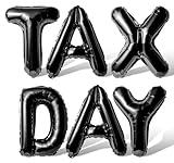 Letter Balloons - TAX DAY 16" Inch Alphabet Letters Foil Mylar Balloon Tax Day Party Banner (Black)
