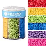 Sweets Indeed Sprinkles 6 Cell Edible Sprinkle Mix Jimmies Perfect for Cake Decorations Baking Ice Cream Cookies Cupcake Topper (Rainbow Jimmies)