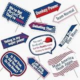 Political Blue Party Photo Booth Props - Democrat Election Party Decorations - Funny Photography Supplies - Selfie Props with Sticks - 10pcs