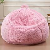 Stuffed Animal Bean Bag Storage Only Cover, Fluffy Plush Bean Bag Chair Washable, Big Bean Bag Chairs for Adults Kids Teens Side Pocket Anti-Slip Bottom