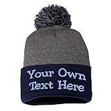 Love Sketches Custom Embroidered Beanie Men Women Unisex Cuffed Knit Pom Skull Cap Hat (DkHthGreyNavy)