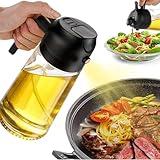 SWEET VIEW Oil Dispenser for Kitchen, 470ml 2 In 1 Oil Dispenser and Oil Sprayer, Glass Oil Dispenser Pourer for Kitchen, Cooking, Salad, Barbecue (Black)