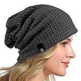 HISSHE Women's Slouchy Beanie Knit Beret Skull Cap Baggy Winter Summer Hat B08w (Solid Grey)