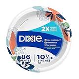 Dixie Large Paper Plates, 10 Inch, 86 Count, 2X Stronger, Microwave-Safe, Soak-Proof, Cut Resistant, Disposable Plates For Everyday Breakfast, Lunch, & Dinner Meals