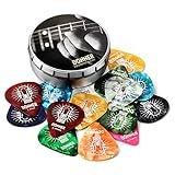 Donner Guitar Picks Celluloid 16 Pack for Acoustic Guitar Electric Guitar Ukulele,Includes Thin,Medium, Heavy & Extra Heavy Picks with Case