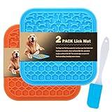 Lick Mat for Dogs Slow Feeder Licking Mat Anxiety Relief Lick Pad with Suction Cups for Peanut Butter Food Treats Yogurt, Pets Bathing Grooming Training Calming Mat - 2 Pack