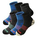 BIOAUM Men's Atheltic Socks Size 12-14 - 6 Pairs Cotton Quarter Socks for Running, Workout, Work Black, Grey, Blue Colors