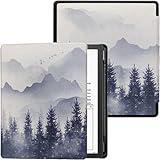 UMUBUHOMS Case for Amazon Kindle Scribe Smart PU Leather Slim Cover for Kindle Scribe 10.2" 2022/2024 Released with Pen Holder and Auto Wake/Sleep (Forest Mountains)