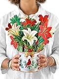 Freshcut Paper Pop Up Cards, Winter Joy 12 inch Paper Flower Bouquet Greeting Cards with Blank Note Card & Envelope, Christmas Cards, Holiday Cards