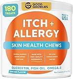 Dog Allergy Relief Chews — Itch Relief Skin & Coat Supplement: No Fillers, Just Flavor - Itchy Skin Relief Treatment w/Omega 3 Fish Oil - Itching & Paw Licking, Dry Skin & Hot Spots -Made in USA-180Ct