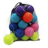 ZHUOKECE Tennis Balls, 18 Pack Training Tennis Balls Practice Balls with Mesh Bag for Easy Transport, Pet Dog Playing Balls, fit for Beginner Training Ball (6 Multi-Color)
