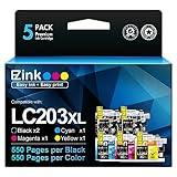E-Z Ink LC203XL Compatible Ink Cartridges Replacement for Brother LC203 XL LC201 to use with MFC-J480DW MFC-J880DW MFC-J4420DW MFC-J680DW MFC-J885DW (Black, Cyan, Magenta, Yellow, 5 Pack)