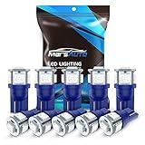 Marsauto 194 LED Bulb Blue 168 T10 2825 5SMD No Polarity Replacement Bulbs for Car Dome Map Door Courtesy License Plate Dashboard Lights Lamp 12V