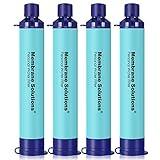 Membrane Solutions Straw Water Filter S1, NSF/ANSI 42&372&401 certificated, Survival Filtration Portable Gear, Emergency Preparedness, Supply for Drinking Hiking Camping Team Family Outing, 4 Pack