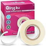 Double Sided Tape for Clothes, Extra Strength All Day Adhesive Clothing Tape, Versatile Fashion Tape for Fabric, Dress, Cloth, Hemming, No Residue, Gentle on Skin & Body, Transparent Tape.