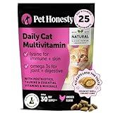 Cat Multivitamin Crunchy & Creamy Chews - Cat Treats for Health + Immune, Joint Support, Skin & Coat, & Digestion - Vitamins with Omega 3s, Lysine & Probiotics (30 Day Supply)