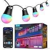 Govee Smart Outdoor String Lights 2, 144ft RGBIC Outdoor Lights with Dimmable Warm White LED Bulbs for Christmas, 47 Scene Modes for Patio, Backyard, IP65 Waterproof, Works with Alexa, App Control