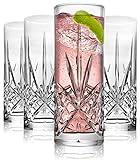 Godinger Tall Beverage Glasses Collins All Purpose Drinking Glasses- Dublin Collection, SET OF 4