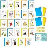 T MARIE 24 Funny Happy New Year Cards Set With Colorful Envelopes and Gold Stickers - Assorted 2025 New Year's Greeting Cards Set with Humorous Puns and Messages Inside - Bulk Winter Holiday Notecards