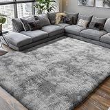 Shag Area Rugs for Bedroom Living Room,5X8 Ultra Soft Fluffy Area Rugs for Dorm, Indoor Carpet Nursery Rugs for Kids Room Home Decor,Tie-Dye Grey