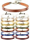 Sureio 15 Pcs Christian Bracelets for Women Men Inspirational Leather Bible Verse God Faith Scripture Friendship Bracelets(Assorted Color)