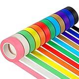 Guirnd 12PCS Colored Masking Tape, Kids Art Supplies Colored Tape, DIY Craft Tape, Colored Tape Rolls, Colored Painters Tape 1.7cm x 12m (2/3In x 13Yards)