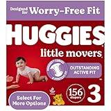 Huggies Size 3 Diapers, Little Movers Baby Diapers, Size 3 (16-28 lbs), 156 Count (6 packs of 26)