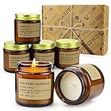 6 Pack Candles for Home Scented Aromatherapy Candle Gift Set for Women Soy Wax Long Lasting Amber Jar Candles Gift for Birthday Mother's Thanksgiving Day Present