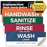 5 Pack Wash Rinse Sanitize Sink Labels, Waterproof Sticker Signs, 3 Compartment Sink Labels - Restaurant Supplies, Food Truck Supplies, Dishwashing Sign Wash Station