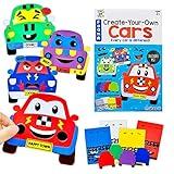 VKPI 4 Pieces EVA Foam Art Crafts Gift Kit, Creative Make Your Own Cars, Cartoon Foam Paper Craft Projects for Kids Ages 4+ Toddler, Preschool Learning Toy for Birthday Party Favor Supplies