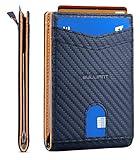 BULLIANT Slim Wallet Front Pocket, Money Clip Minimal Bifold Wallet For Men 10 Cards 3.1"x4.5",Pull-tap Access,RFID Blocking