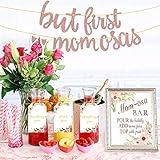 MORDUN MOMosa Bar Sign Banner Tags - Rose Gold Decorations for Baby Shower Mom Birthday Mother’s Day Decor New Mum Brunch Dia de las Madres