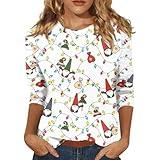 Prime Try Before You Buy,Womens Tops Dressy,3/4 Length Sleeve Womens Tops Crew Neck Loose Casual Shirts Christmas Print Santa Graphic Tees red Going Out top