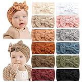 Prohouse 12 PCS Baby Headbands Handmade Super Stretchy Soft Nylon Hairbands Hair Bows Hair Accessories for Baby Girls Newborn Infant Toddlers Kids(Clay)