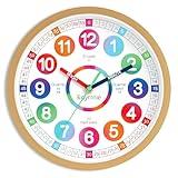 Roymnie Learning Clock for Kids Telling Time Easily Teaching Clock Silent Non Ticking Battery Operated Colorful Teaching Time Clock Decorative for Kids Room Classroom School Playroom (8 Inch)