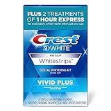 Crest 3DWhitestrips Vivid Plus Whitestrips 3D White, 10 Treatments + 1 Hour Express 2 Treatments Teeth Whitening Kit, 8 Levels Whiter, Crest Teeth Whitening Strips