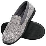 Hanes Mens Slippers House Shoes Moccasin Comfort Memory Foam Indoor Outdoor Fresh IQ,Grey,Small