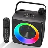 Verkstar Karaoke Machine, Portable Bluetooth Karaoke Speaker for Kids Adults, Unique Singing Machine with Two Wireless Microphones Storage Hole, Ideal Gifts for Girls Boys