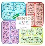 Bento Box for Kids Lunch-Boxes for Girls Boys | Snack Containers for Toddlers Pre-School | Cute Travel Day-Care Meal Container BPA Free | Blue Pink Purple Yellow-Green, 3 and 4 Compartments, 4 pack