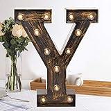 OYCBUZO Golden Black Led Marquee Letter - Industrial, Vintage Style Light Up Alphabet Letter Sign for Cafe Wedding Birthday Party Christmas Lamp Home Bar Initials Decor - Y