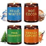 Winter Candle Set | 4 Pack Winter Scented Candles for Home | Holiday Gifts for Women Men | Soy Candles for Home Scented | Christmas Scents of Hello Winter/Pine&Cedarwood/Hot Cocoa/Vanilla Cupcake