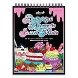 ColorIt Delightful Desserts and Sweet Treats Adult Coloring Book - 50 Single-Sided Designs, Thick Smooth Paper, Lay Flat Hardback Covers, Spiral Bound, USA Printed, Desserts Coloring Pages