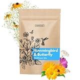 65,000+ Seeds - Bird & Butterfly Wildflower Pollinator Mix - Perennial & Annual Wild Flowers for Spring & Fall - Planting Outdoors for Hummingbirds & More - Calendula, Yarrow, Poppy, Baby's Breath